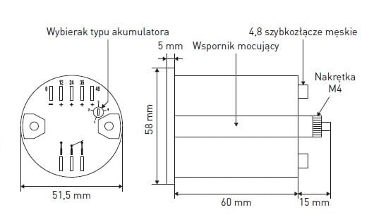 Wskaźnik rozładowania baterii typ C bez blokady