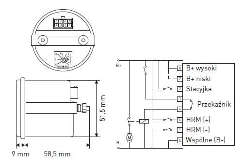 Wskaźnik rozładowania baterii i licznik MTH typ D 24-48V