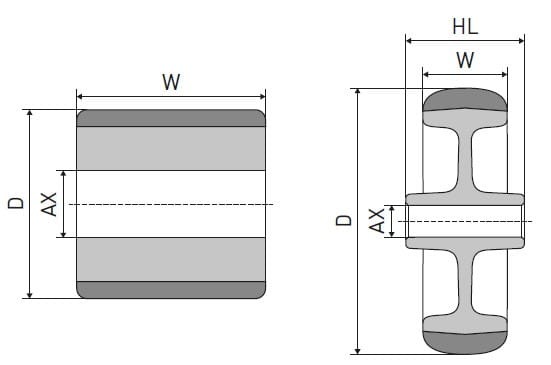 Rolka jezdna nylonowa z pełnym otworem 50x32