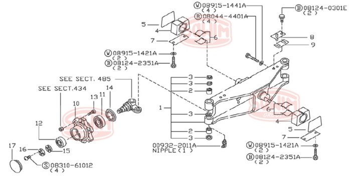 Szpilka piasty tył Nissan D01 typ B