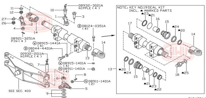 Uszczelnienie tulejki sworznia łącznika Nissan D01