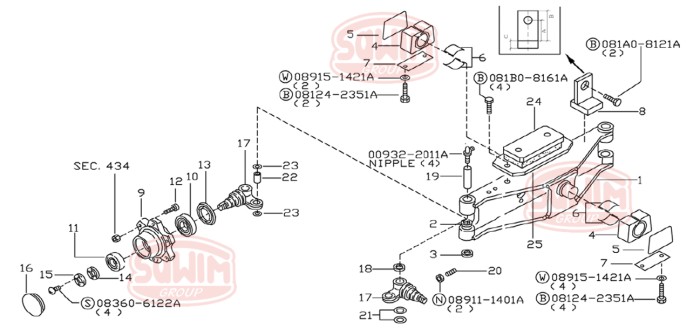 Zabezpieczenie sworznia zwrotnicy Nissan 1D1