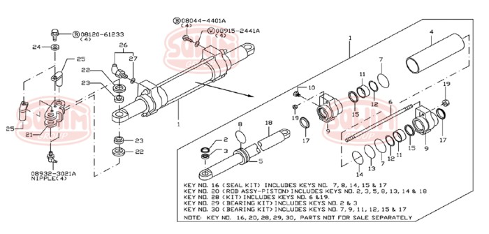 Uszczelnienie tulejki sworznia łącznika Nissan 1D1