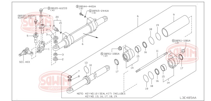 Uszczelnienie tulejki sworznia łącznika Nissan 1F1