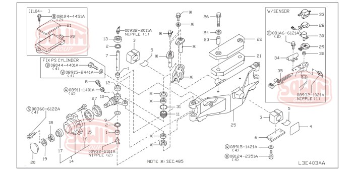 Zabezpieczenie łożyska sworznia łącznika nissan 1F1 