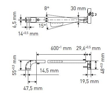 Wewnętrzny zamek do drzwi typ S