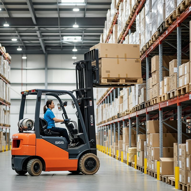 Wózek widłowy podczas pracy